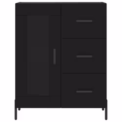 vidaXL Highboard Sideboard Storage Cabinet Home Side Cabinet Engineered Wood - black, 1 glass door 3 drawers - Additional view 7