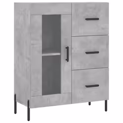 vidaXL Highboard Sideboard Storage Cabinet Home Side Cabinet Engineered Wood - concrete grey, 1 glass door 3 drawers - Additional view 6