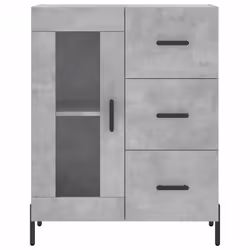 vidaXL Highboard Sideboard Storage Cabinet Home Side Cabinet Engineered Wood - concrete grey, 1 glass door 3 drawers - Additional view 7