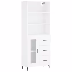 vidaXL Highboard Sideboard Cupboard Storage Cabinet White Engineered Wood