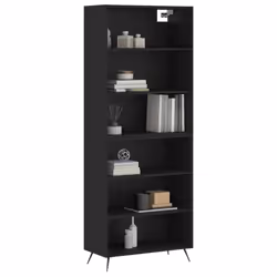 vidaXL Highboard Sideboard Storage Cabinet Cupboard Cabinet Engineered Wood - black, 3 shelves