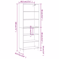 vidaXL Highboard Sideboard Cupboard Side Cabinet Grey Sonoma Engineered Wood - grey sonoma, 3 shelves - Additional view 10