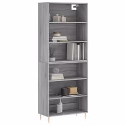 vidaXL Highboard Sideboard Cupboard Side Cabinet Grey Sonoma Engineered Wood - grey sonoma, 3 shelves - Additional view 2