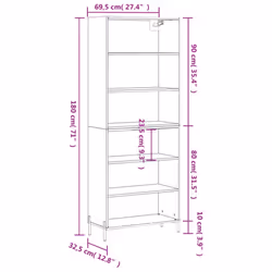 vidaXL Highboard Sideboard Storage Cabinet Home Side Cabinet Engineered Wood - black, 3 shelves