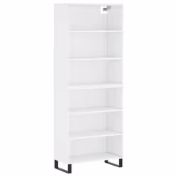 vidaXL Highboard Sideboard Storage Cabinet High Gloss White Engineered Wood - white, 3 shelves