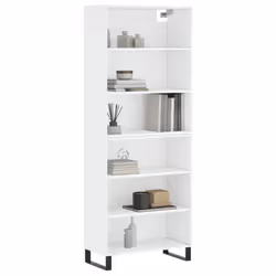 vidaXL Highboard Sideboard Storage Cabinet High Gloss White Engineered Wood - white, 3 shelves
