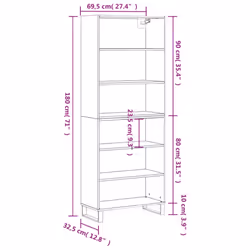 vidaXL Highboard Sideboard Storage Cabinet High Gloss White Engineered Wood - white, 3 shelves
