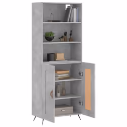 vidaXL Highboard Sideboard Storage Cabinet Cupboard Cabinet Engineered Wood - concrete grey, 2 wood doors - Additional view 2