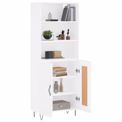 vidaXL Highboard Sideboard Cupboard Side Cabinet Sonoma Oak Engineered Wood - white, 2 wood doors - Additional view 2