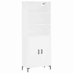 vidaXL Highboard Sideboard Storage Cabinet Side Cabinet White Engineered Wood - white, 2 wood doors