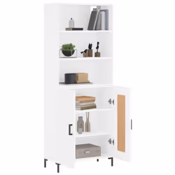 vidaXL Highboard Sideboard Storage Cabinet Side Cabinet White Engineered Wood - white, 2 wood doors