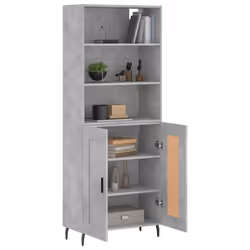 vidaXL Highboard Sideboard Storage Cabinet Side Cabinet White Engineered Wood - concrete grey, 2 wood doors - Additional view 2