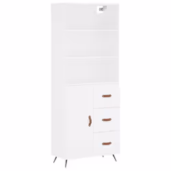vidaXL Highboard Sideboard Storage Cabinet Cupboard Cabinet Engineered Wood - white