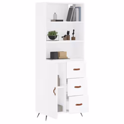 vidaXL Highboard Sideboard Storage Cabinet Cupboard Cabinet Engineered Wood - white