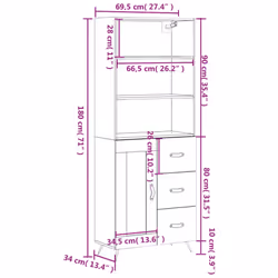 vidaXL Highboard Sideboard Storage Cabinet Cupboard Cabinet Engineered Wood - white