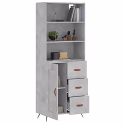vidaXL Highboard Sideboard Storage Cabinet Cupboard Cabinet Engineered Wood - concrete grey