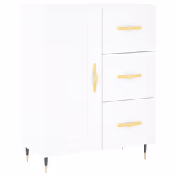 vidaXL Highboard Sideboard Storage Cabinet Cupboard Cabinet Engineered Wood - white, 1 wood door 3 drawers - Additional view 6