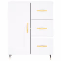 vidaXL Highboard Sideboard Storage Cabinet Cupboard Cabinet Engineered Wood - white, 1 wood door 3 drawers - Additional view 7