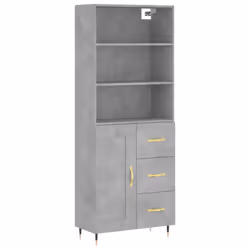 vidaXL Highboard Sideboard Storage Cabinet Cupboard Cabinet Engineered Wood - concrete grey, 1 wood door 3 drawers