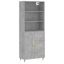vidaXL Highboard Sideboard Storage Cabinet Cupboard Cabinet Engineered Wood - concrete grey, 1 wood door 3 drawers