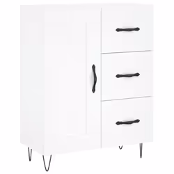 vidaXL Highboard Sideboard Cupboard Side Cabinet Sonoma Oak Engineered Wood - white, 1 wood door 3 drawers - Additional view 6