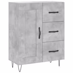 vidaXL Highboard Sideboard Cupboard Side Cabinet Sonoma Oak Engineered Wood - concrete grey, 1 wood door 3 drawers - Additional view 6