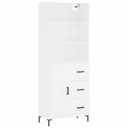 vidaXL Highboard Sideboard Storage Cabinet Side Cabinet White Engineered Wood - white, 1 wood door 3 drawers