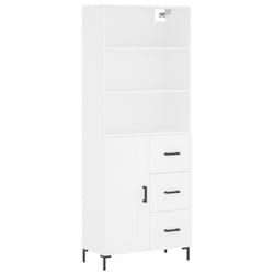 vidaXL Highboard Sideboard Storage Cabinet Side Cabinet White Engineered Wood - white, 1 wood door 3 drawers