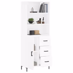 vidaXL Highboard Sideboard Storage Cabinet Side Cabinet White Engineered Wood - white, 1 wood door 3 drawers