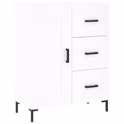 vidaXL Highboard Sideboard Storage Cabinet Side Cabinet White Engineered Wood - white, 1 wood door 3 drawers - Additional view 6