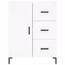 vidaXL Highboard Sideboard Storage Cabinet Side Cabinet White Engineered Wood - white, 1 wood door 3 drawers - Additional view 7
