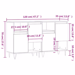 vidaXL Sideboard Storage Cupboard Highboard Home Side Cabinet Engineered Wood - concrete grey - Additional view 10