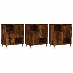 vidaXL Sideboard Storage Cupboard Side Cabinets 3 pcs White Engineered Wood - smoked oak, 3 pcs