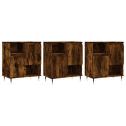 vidaXL Sideboard Storage Cupboard Side Cabinets 3 pcs White Engineered Wood - smoked oak, 3 pcs