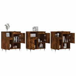vidaXL Sideboard Storage Cupboard Side Cabinets 3 pcs White Engineered Wood - smoked oak, 3 pcs