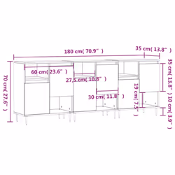 vidaXL Sideboard Storage Cupboard Side Cabinets 3 pcs White Engineered Wood - smoked oak, 3 pcs