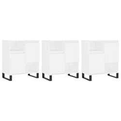 vidaXL Sideboard Storage Cupboard Side Cabinets 3 pcs White Engineered Wood - high gloss white, 3 pcs