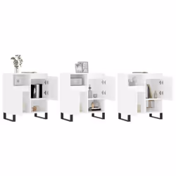 vidaXL Sideboard Storage Cupboard Side Cabinets 3 pcs White Engineered Wood - high gloss white, 3 pcs