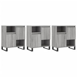 vidaXL Sideboard Storage Cupboard Side Cabinets 3 pcs White Engineered Wood - grey sonoma, 3 pcs