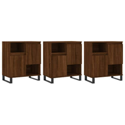 vidaXL Sideboard Storage Cupboard Side Cabinets 3 pcs White Engineered Wood - brown oak, 3 pcs