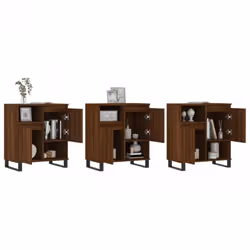 vidaXL Sideboard Storage Cupboard Side Cabinets 3 pcs White Engineered Wood - brown oak, 3 pcs