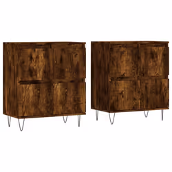vidaXL Sideboard Storage Cupboard Side Cabinets 2 pcs White Engineered Wood - smoked oak, 2 pcs