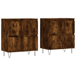 vidaXL Sideboard Storage Cupboard Side Cabinets 2 pcs White Engineered Wood - smoked oak, 2 pcs