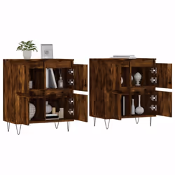 vidaXL Sideboard Storage Cupboard Side Cabinets 2 pcs White Engineered Wood - smoked oak, 2 pcs