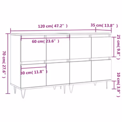 vidaXL Sideboard Storage Cupboard Side Cabinets 2 pcs White Engineered Wood - smoked oak, 2 pcs