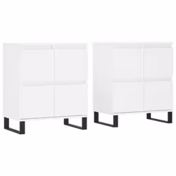 vidaXL Sideboard Storage Side Cabinet Cupboards 2 pcs White Engineered Wood - white, 2 pcs