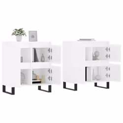 vidaXL Sideboard Storage Side Cabinet Cupboards 2 pcs White Engineered Wood - high gloss white, 2 pcs - Additional view 2