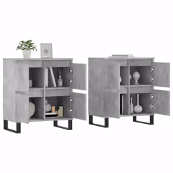 vidaXL Sideboard Storage Side Cabinet Cupboards 2 pcs White Engineered Wood - concrete grey, 2 pcs