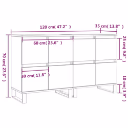 vidaXL Sideboard Storage Side Cabinet Cupboards 2 pcs White Engineered Wood - concrete grey, 2 pcs