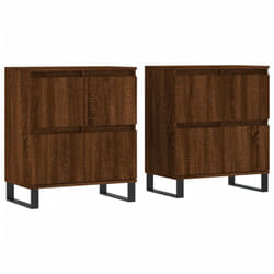 vidaXL Sideboard Storage Side Cabinet Cupboards 2 pcs White Engineered Wood - brown oak, 2 pcs